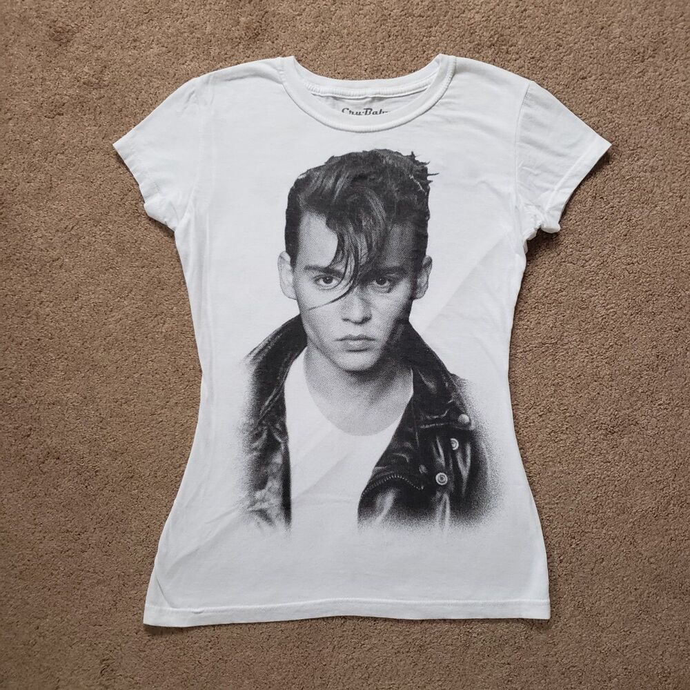 Vtg Y2k Cry Baby Wade Walker Johnny Depp Graphic Baby Tee White Size Med